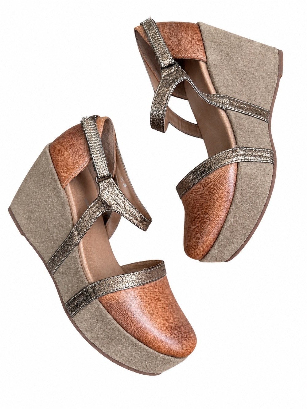Antelope Shoes Platform Wedge Kristy Style brown Metalic size 38